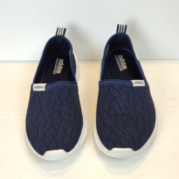 Adidas Women's Cloudfoam Lite Racer Slip-On Shoes Blue / White - Picture 4 of 15